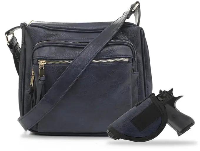 Jessie & James Brooklyn Navy CCW Lock & Key Crossbody Bag 9.5x10.5x3.5