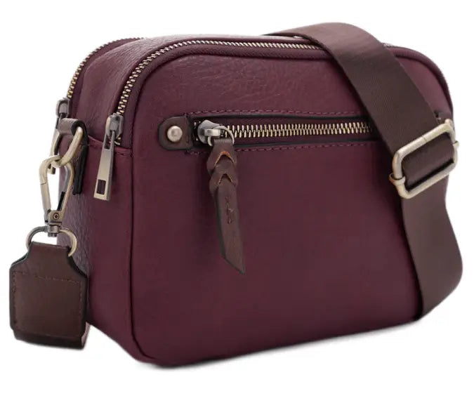 Jessie & James Beverly CCW Crossbody Camera Bag in Wine 8.75x6.5x3