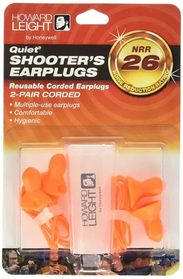 Howard Leight 2-Pair Corded Earplugs w/Case 26 NRR, Six Pack Set