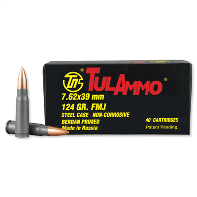 Tulammo TULA 7.62x39mm 124 grain Full Metal Jacket ammunition