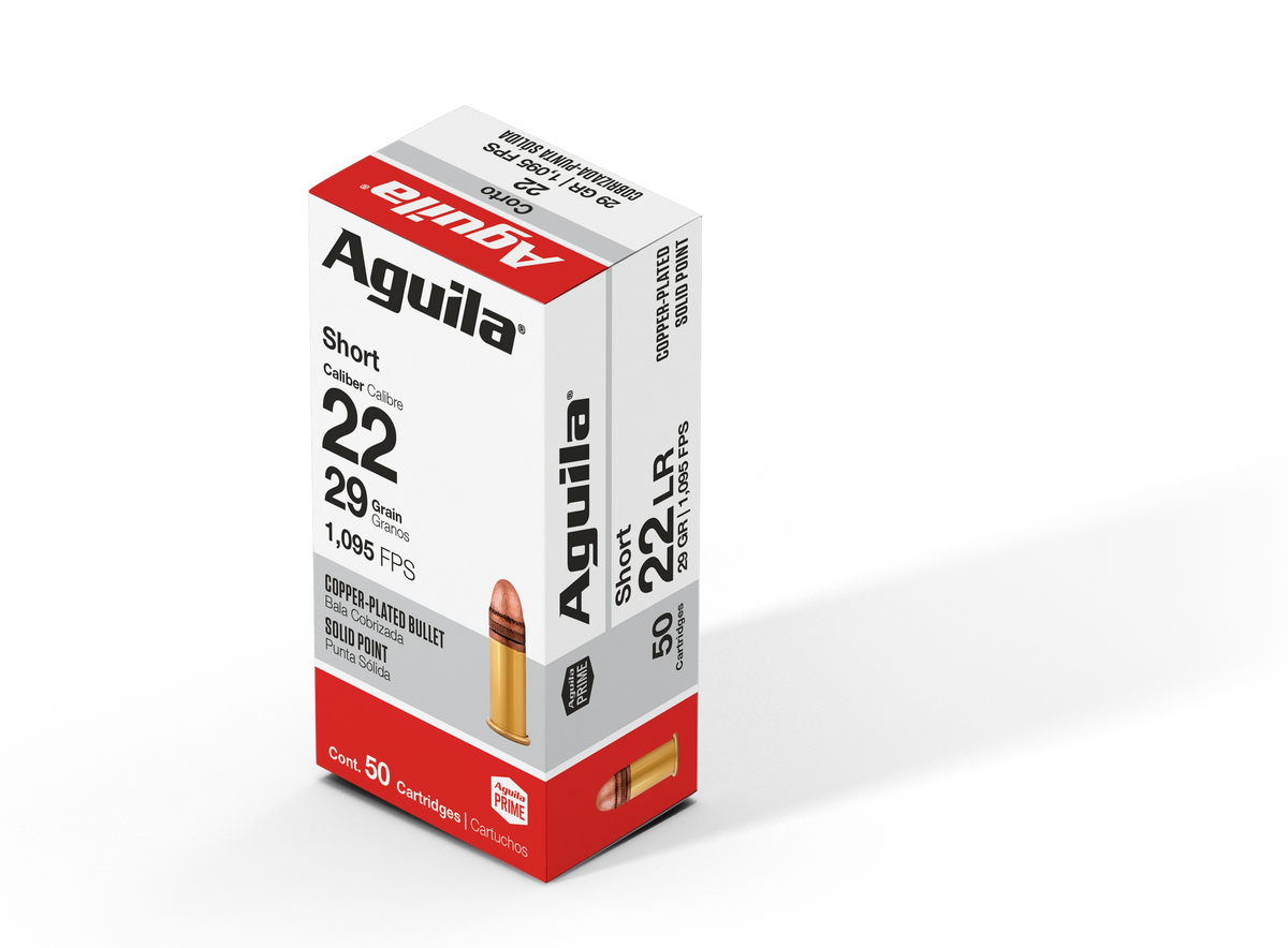 Aguila Super Extra Hi-Velocity Copper Plated Solid Point 29 Grain .22 Short 1095 fps