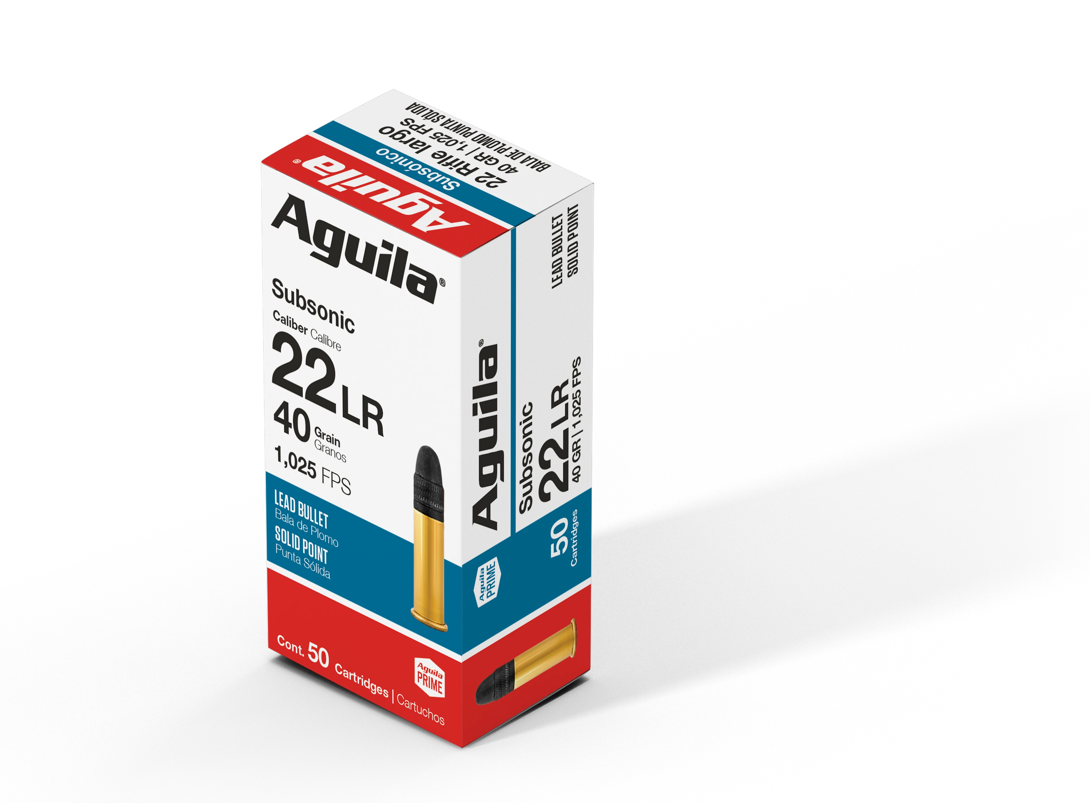 Aguila Subsonic Lead Solid Point 40 Grain .22 Long Rifle 1025 fps