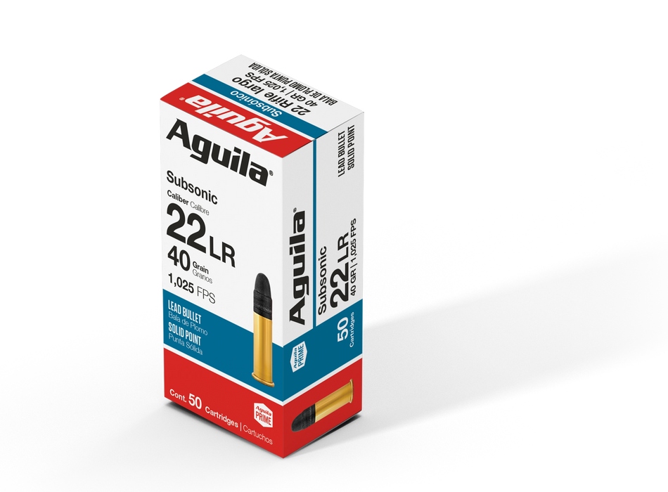 Aguila Subsonic Lead Solid Point 40 Grain .22 Long Rifle 1025 fps