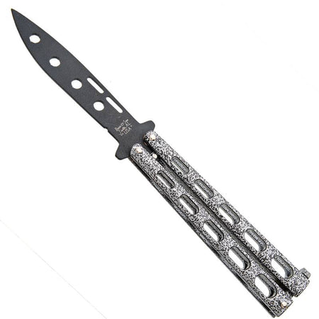 Bear & Sons 5" Powder Coat Silver Balisong Trainer Knife
