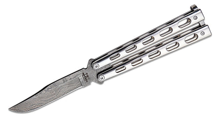 Bear & Sons 5" Damascus Blade Stainless Butterfly Knife