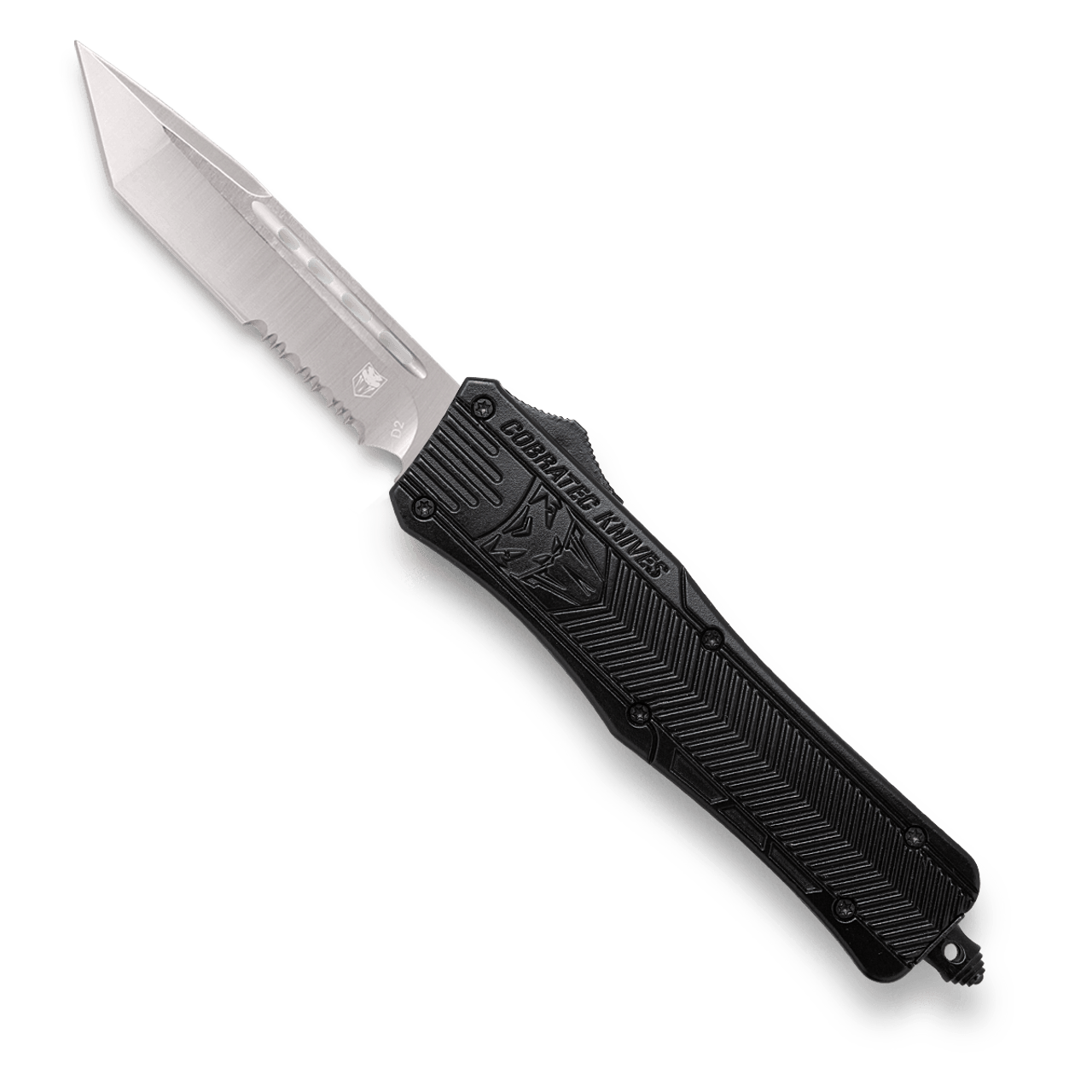 CobraTec OTF Medium Black Tanto Serrated Knife