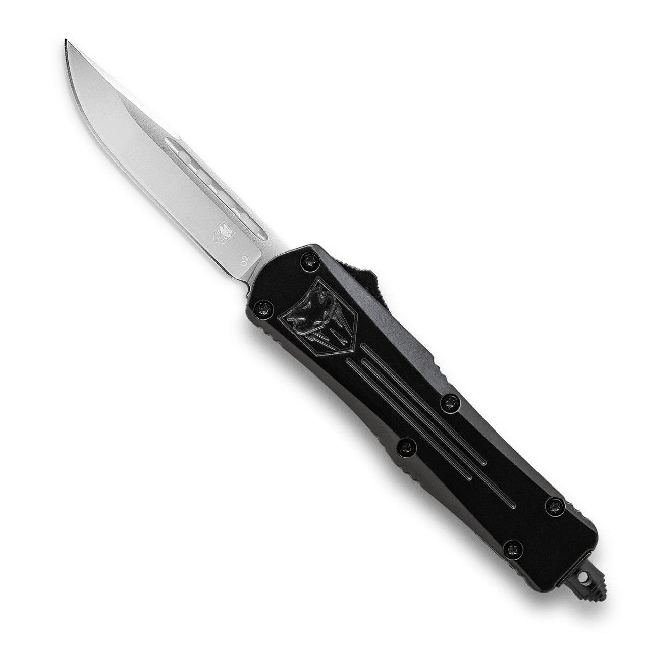 CobraTec Black Large FS-3 OTF Knife Drop Point Non-Serrated Blade