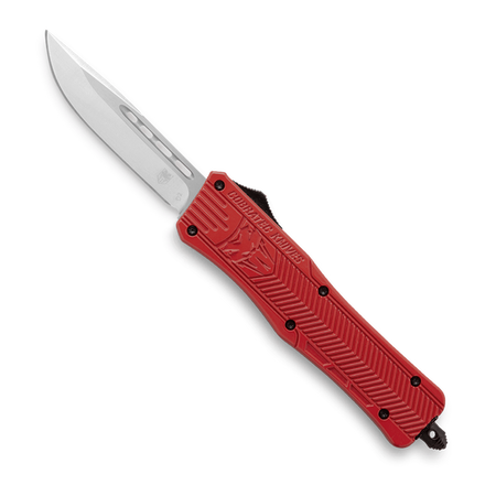 CoBRATec Red Small Drop Point OTF Knife Not Serrated