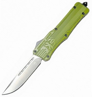 CobraTec Large OD Green Drop Point Non-Serrated Auto OTF Knife
