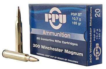 Prvi Partizan PPUCenterfire .300 Winchester Mag 165 grain Pointed Soft Point Boat Tail ammunition