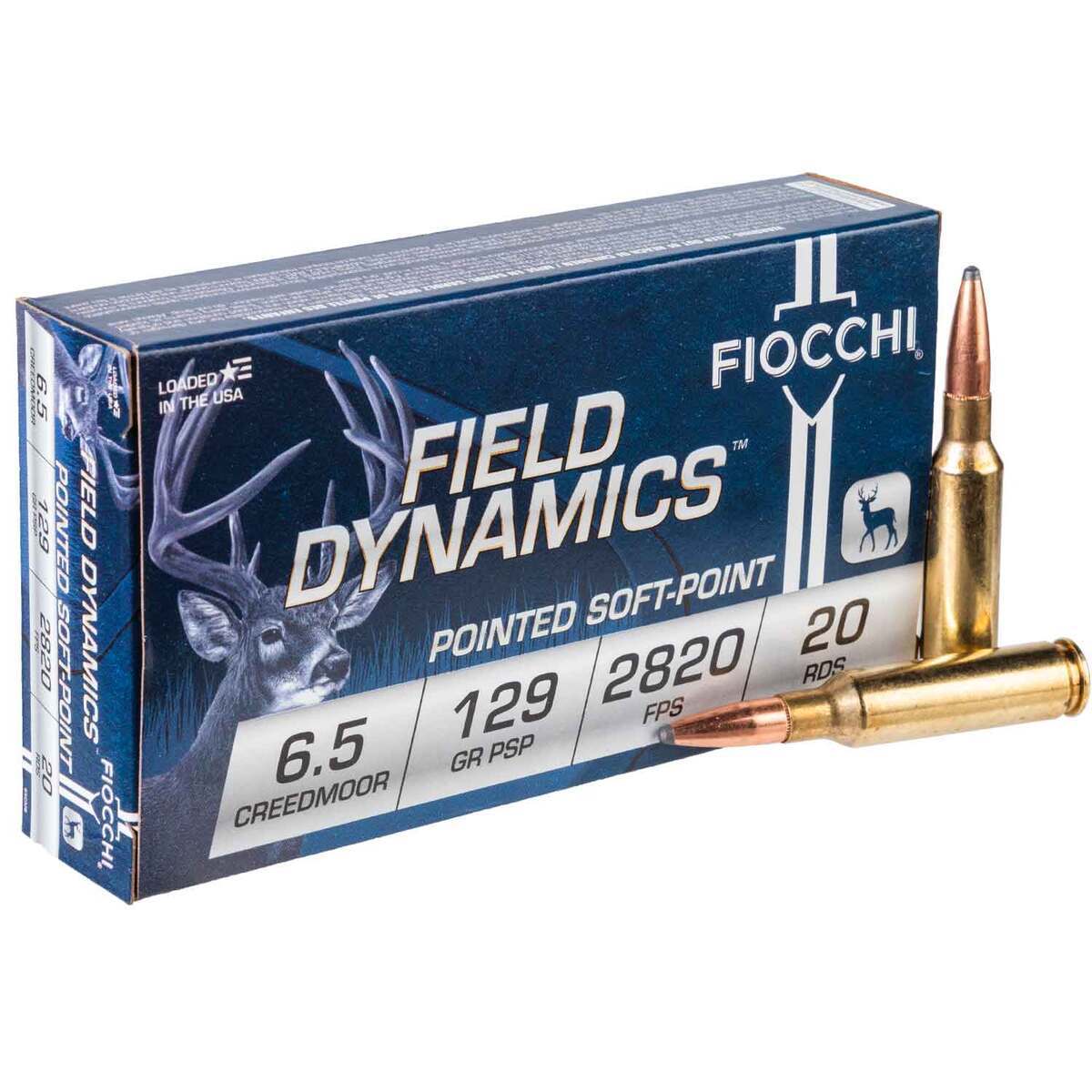 Fiocchi Field Dynamics 6.5mm Creedmoor 129 grain Pointed Soft Point ammunition