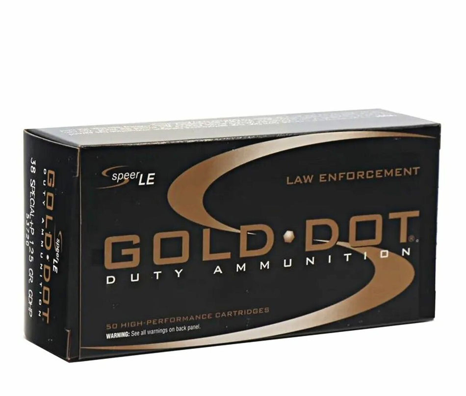 Speer Gold Dot LE Duty +P .38 Special 125 grain Jacketed Hollow Point ammunition