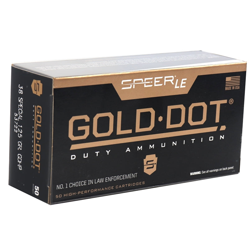 Speer Gold Dot +P .38 Special 125 grain Jacketed Hollow Point ammunition