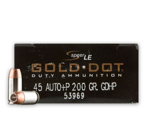 Speer Gold Dot LE Duty +P .45 ACP/Auto 200 grain Jacketed Hollow Point ammunition