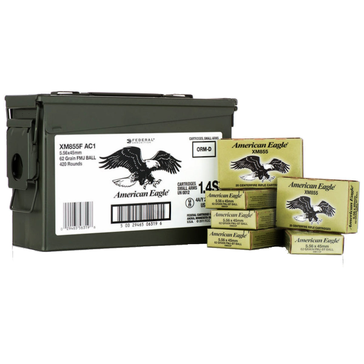 Federal AMERICAN EAGLE 5.56x45mm NATO 62 grain Full Metal Jacket ammunition