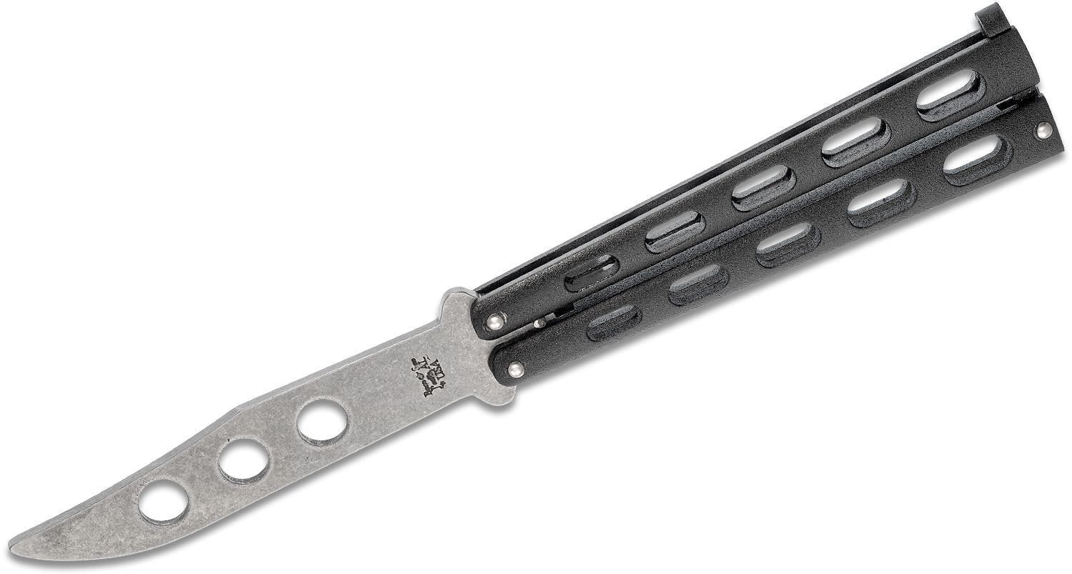 Bear & Sons 5" Blunt Tip Black Butterfly Training Knife