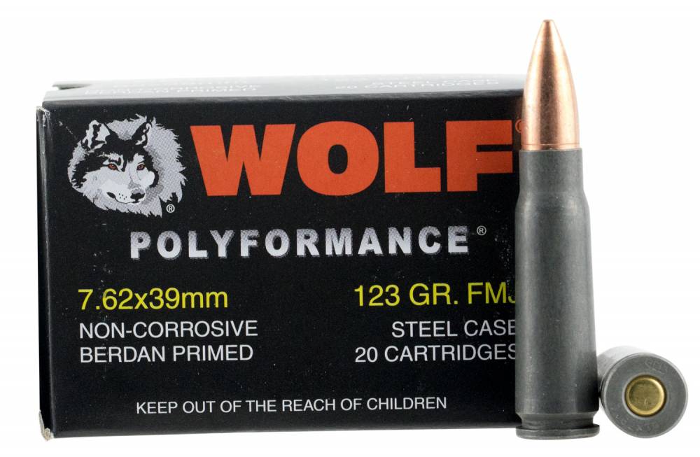 Wolf 7.62x39 Steel 122gr Full Metal Jacket (FMJ) non corrosive