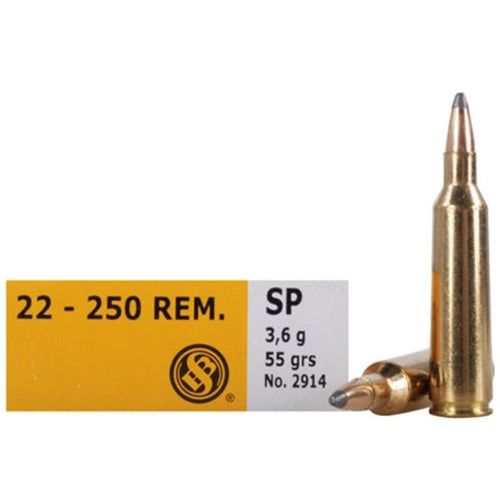 Sellier and Bellot SB10A .22-250 Remington 55 grain Soft Point ammunition