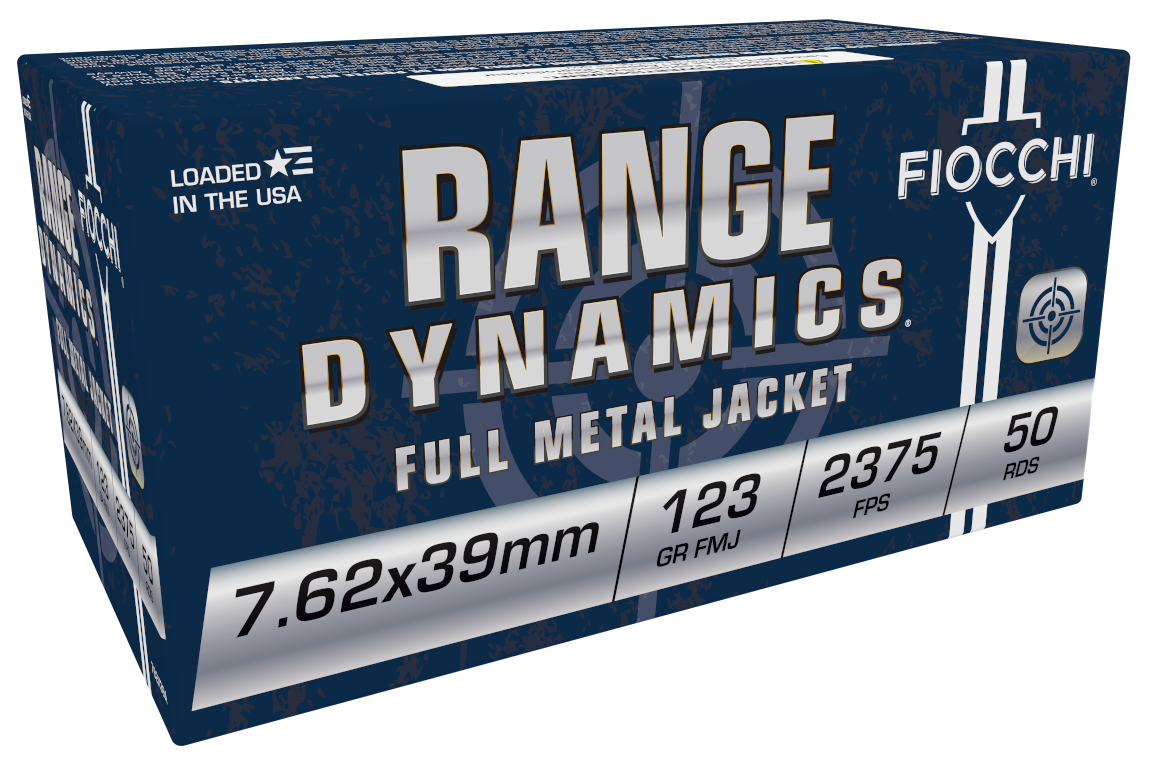 Fiocchi Range Dynamics 7.62x39mm 123 grain Full Metal Jacket ammunition
