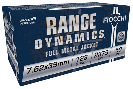 Fiocchi Range Dynamics 7.62x39mm 123 grain Full Metal Jacket ammunition