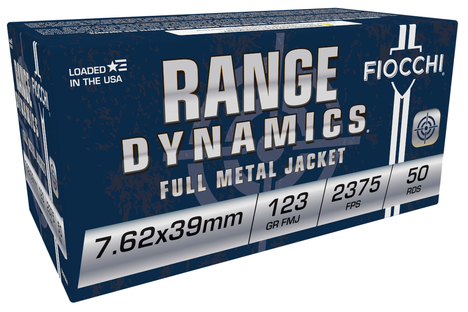 Fiocchi Range Dynamics 7.62x39mm 123 grain Full Metal Jacket ammunition