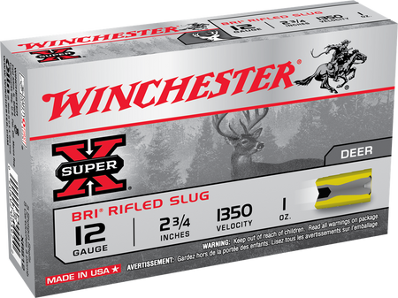 Winchester SUPER X BRI Rifled Slugs Hunting Shotgun Ammo 12 Gauge 2.75 in 1 oz Slug