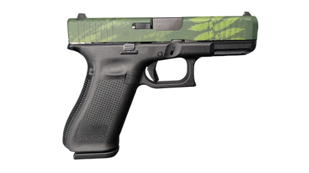 GLOCK 45 V ISLAND CAMO 9MM PISTOL 4" BLACK-BLK/GRN SLIDE FXD 3-17RD MAGS