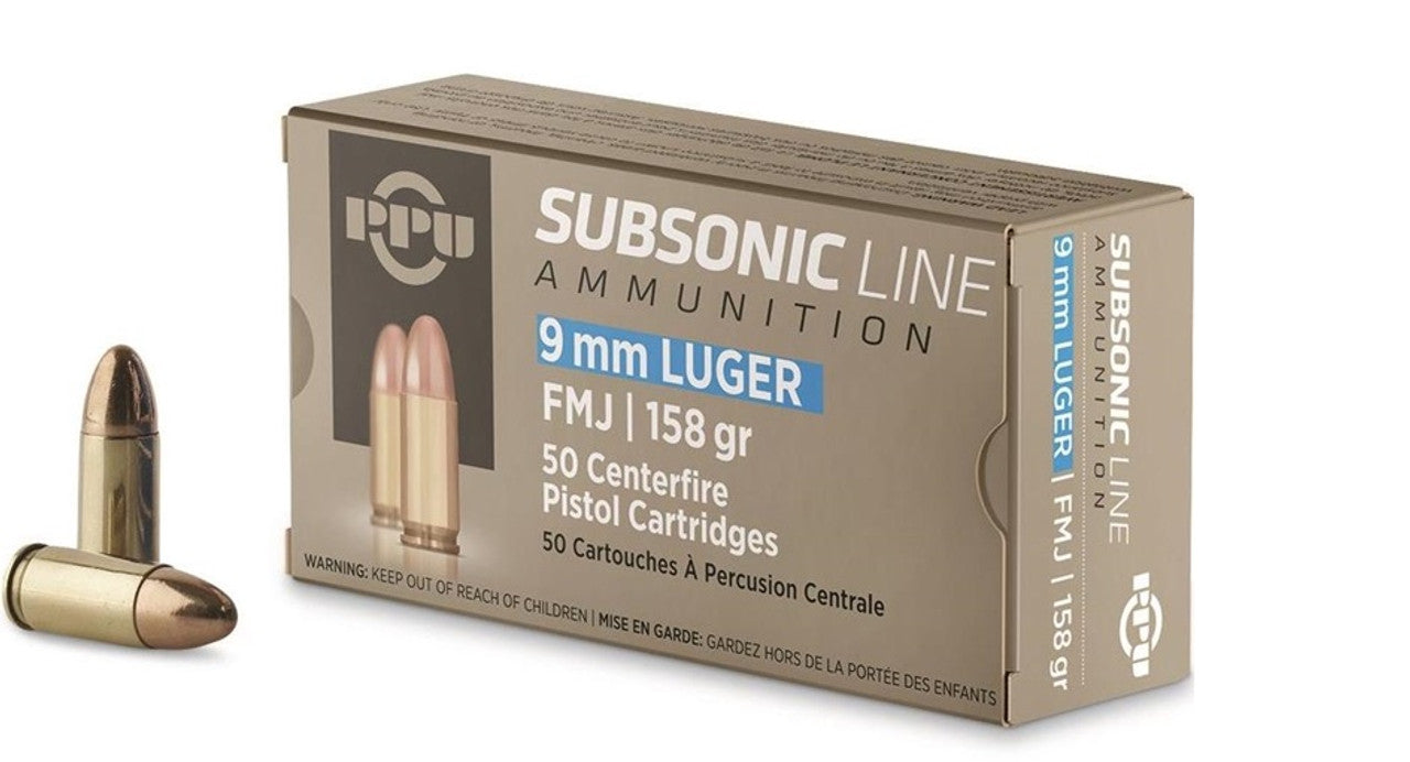 Prvi Partizan SUBSONIC LINE 9mm Luger / Parabellum 158 grain Full Metal Jacket ammunition