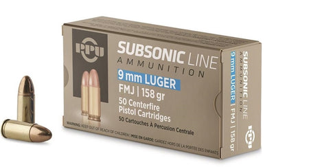 Prvi Partizan SUBSONIC LINE 9mm Luger / Parabellum 158 grain Full Metal Jacket ammunition