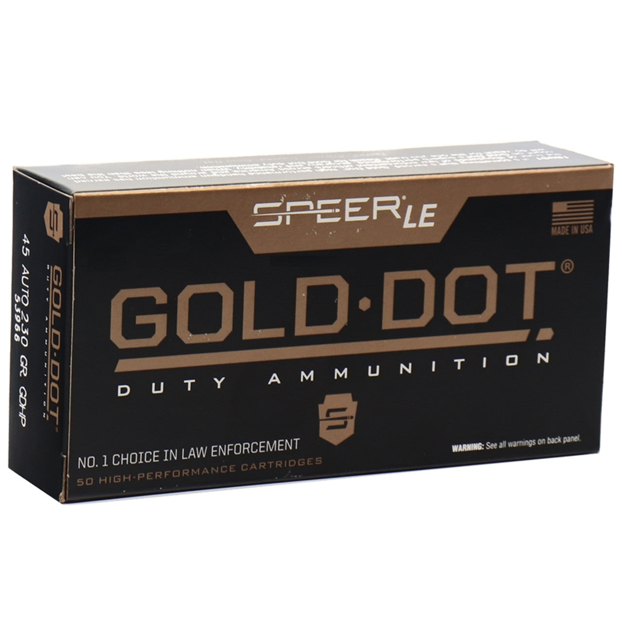 Speer Gold Dot LE Duty .45 ACP/Auto 230 grain Jacketed Hollow Point ammunition
