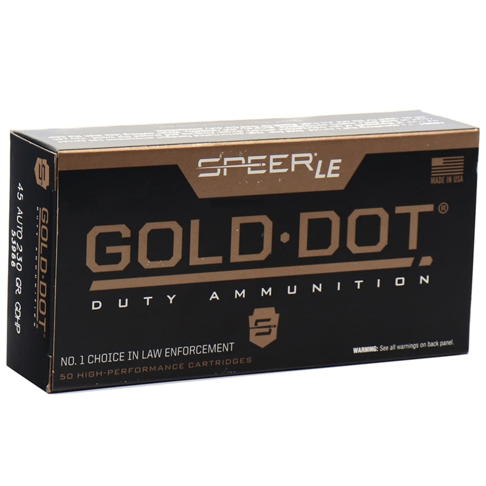 Speer Gold Dot LE Duty .45 ACP/Auto 230 grain Jacketed Hollow Point ammunition