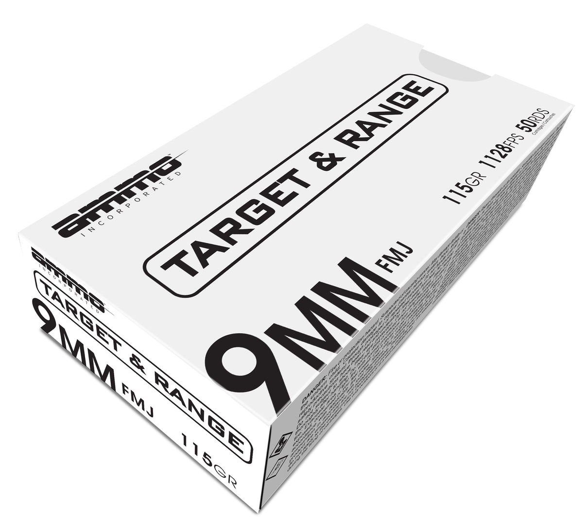 Ammo Inc Target and Range 9mm Luger / Parabellum 115 grain Full Metal Jacket ammunition