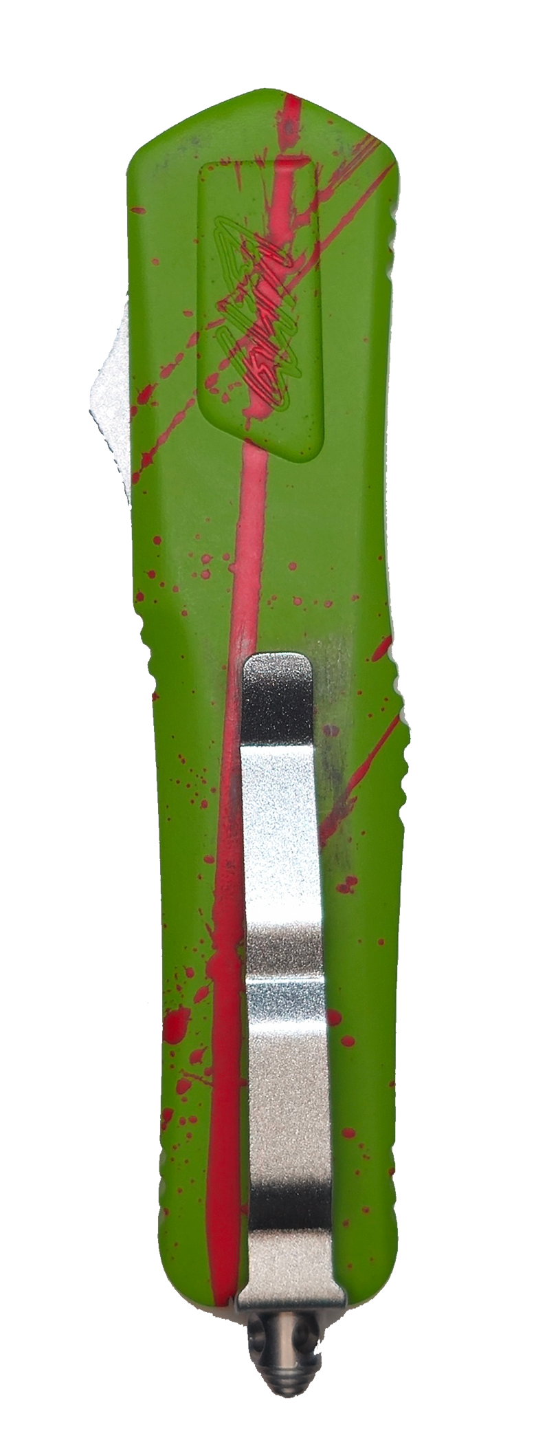 Great Lakes 8" Auto Smooth Blade Knife Zombie Splatter