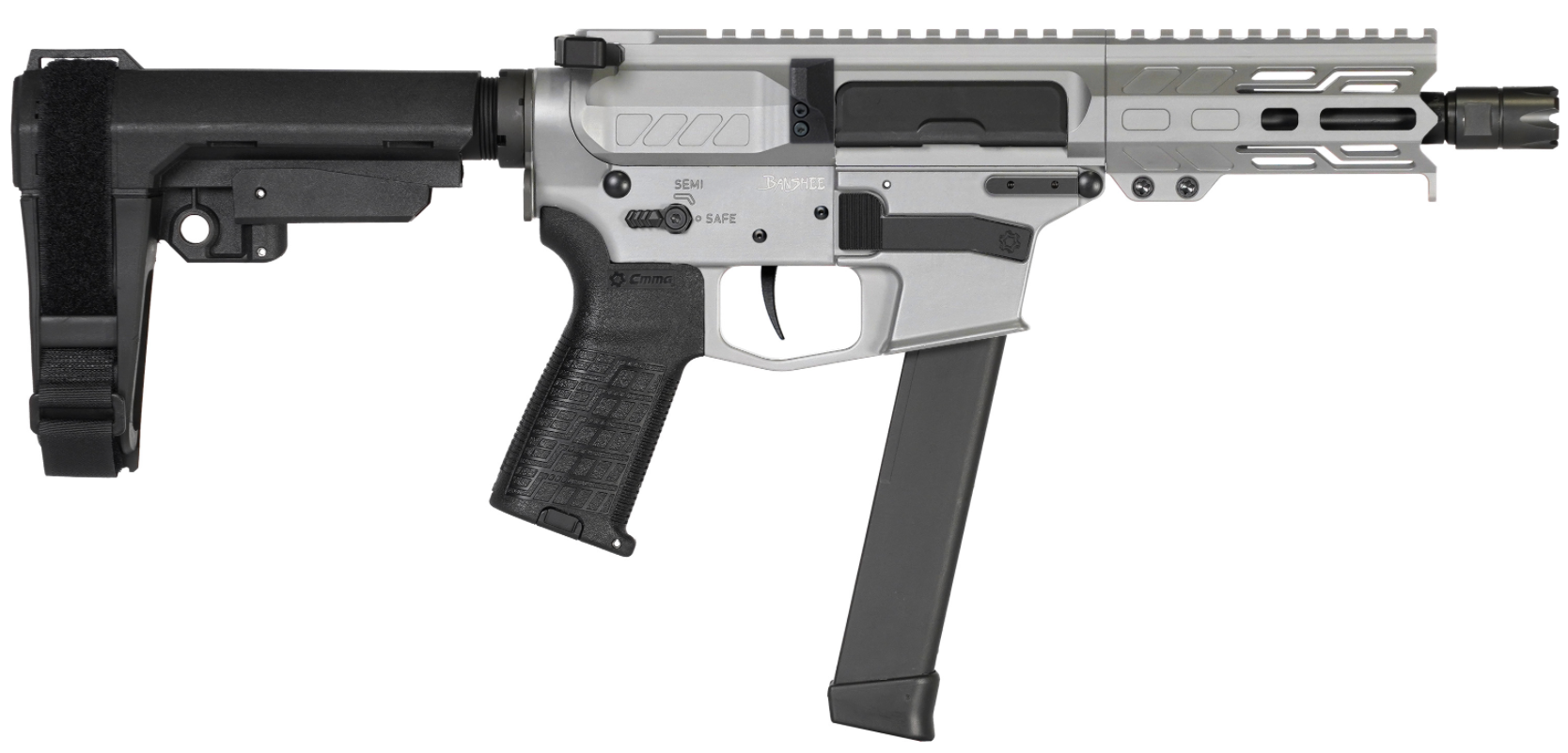 CMMG PISTOL, BANSHEE, MKGS, 9MM, 5", TITANIUM W/ADJ RIP BRACE
