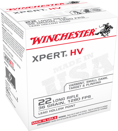 Winchester USA WHITE BOX Xpert HV Varmint .22 Long Rifle 36 grain Lead Hollow Point (LHP) ammunition