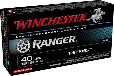 Winchester Ranger T-Series LE .40 S&W 180 grain Jacketed Hollow-Point ammunition