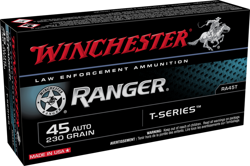Winchester Ranger T-Series LE .45 ACP/Auto 230 grain Bonded Jacketed Hollow Point ammunition