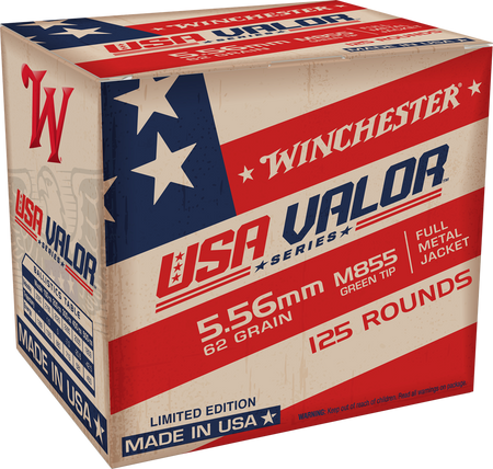Winchester Ammo USA VALOR 5.56 62GR GT Full Metal Jacket (FMJ) 125B