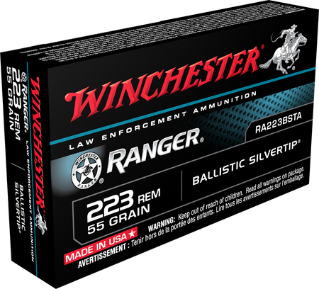 Winchester Ranger .223 Remington 55 grain Ballistic Silvertip ammunition