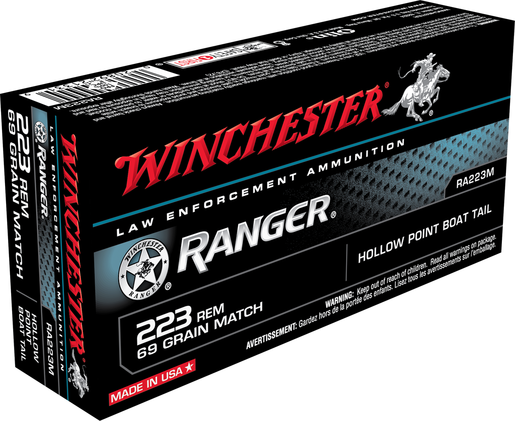 Winchester Ranger .223 Remington 69 grain Hollow Point Boat Tail ammunition