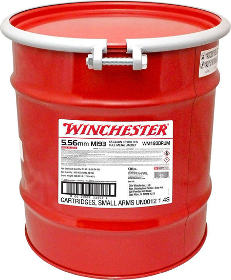 Winchester USA M193 Drum 5.56x45mm NATO 55 grain Full Metal Jacket ammunition