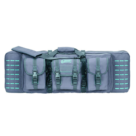 Voodoo Tactical Padded Weapons Case 36" Die Cut MOLLE Gray/Teal Stitching