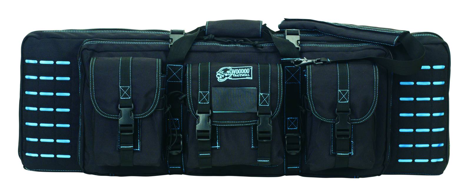 Voodoo Tactical Padded Weapons Case 36" Die Cut MOLLE Black/Teal Stitching