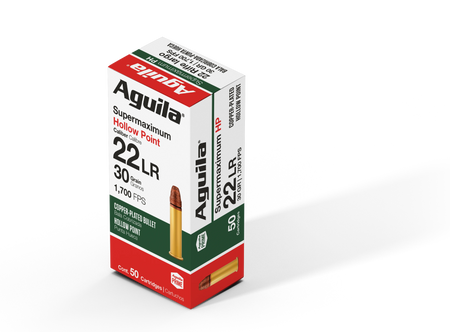 Aguila Supermaximum .22 Long Rifle 30 grain Lead Hollow Point ammunition