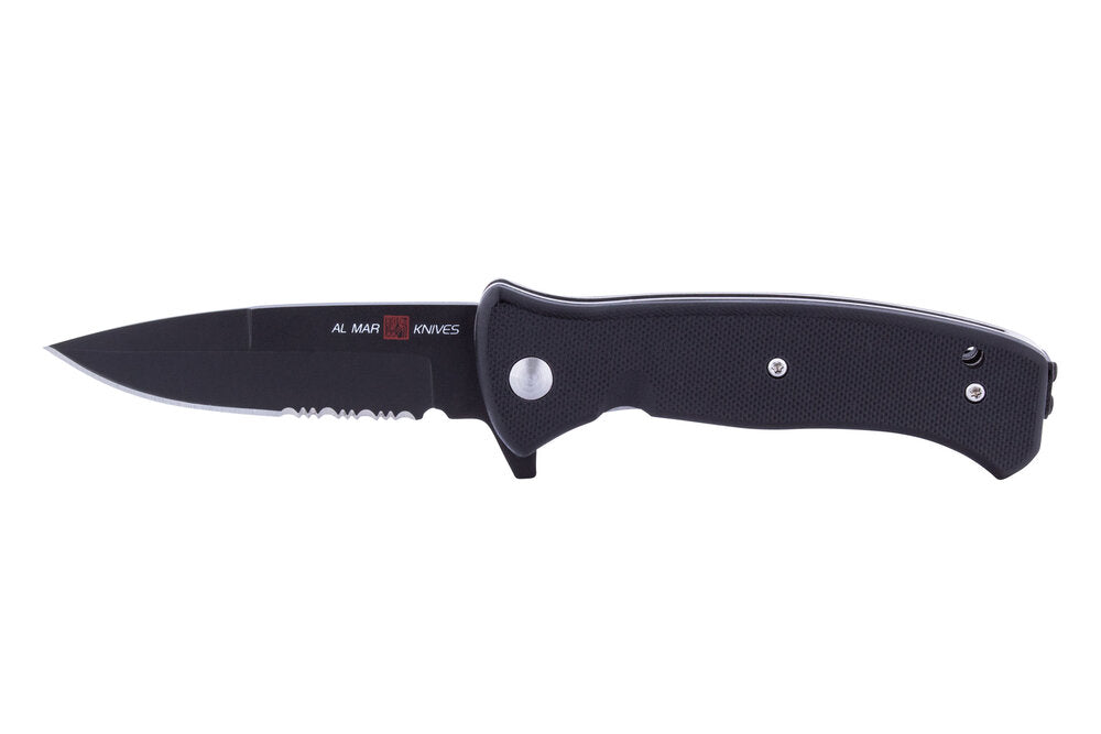 Al Mar Mini SERE 2020 Night 3 In Black D2 Combo Edge Folding Knife G-Series