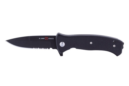 Al Mar Mini SERE 2020 Night 3 In Black D2 Combo Edge Folding Knife G-Series