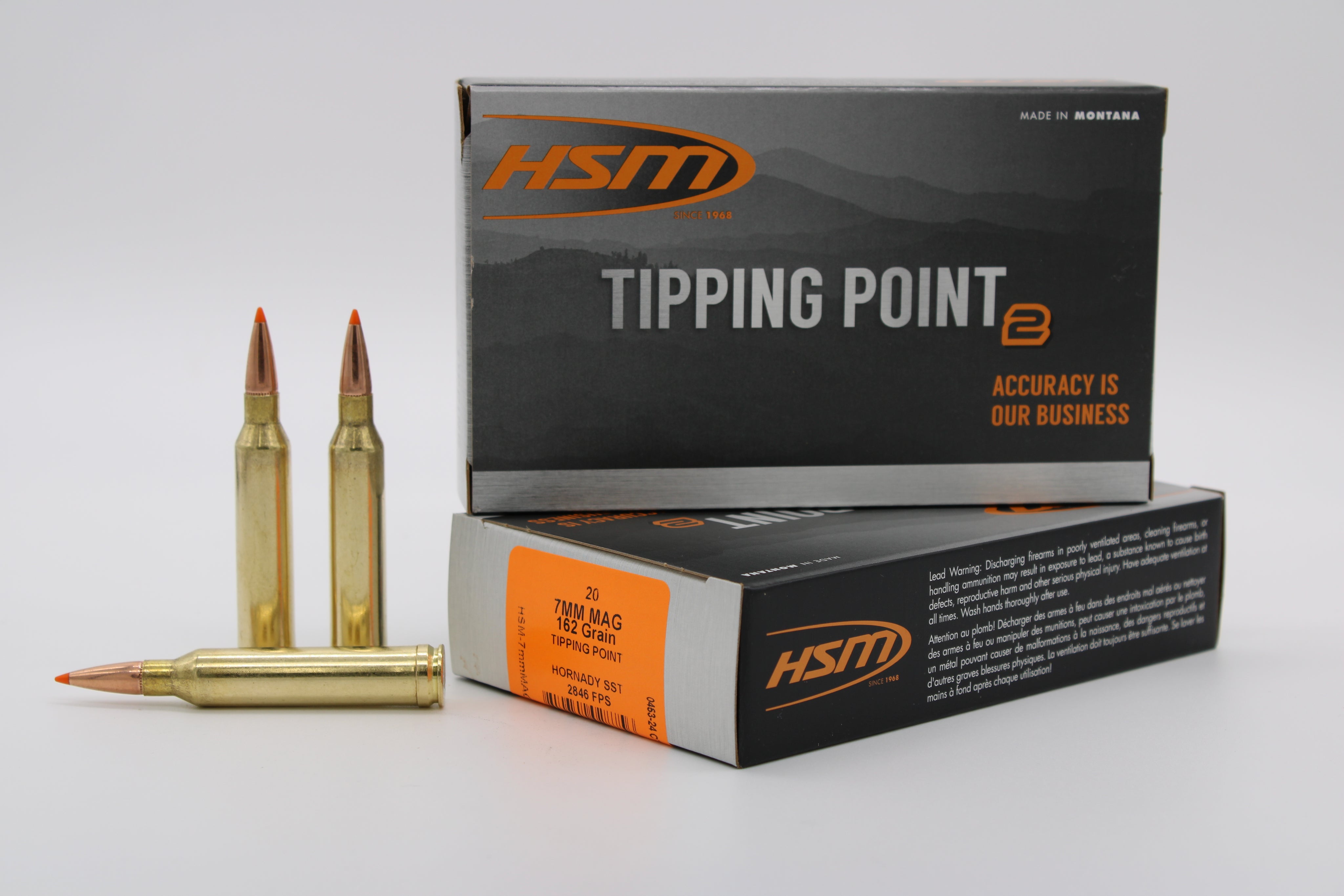 HSM  7mm Remington Mag 162 grain Super Shock Tip ammunition