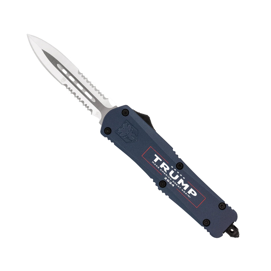 CobraTec Medium FS-3 Blue Dagger Trump 2024 Both-Sides Serrated Knife
