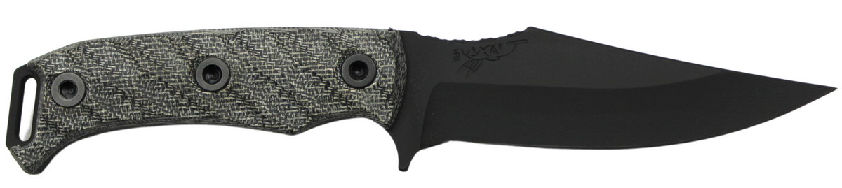 Half Face Blades Tosahwi Fixed Blade 4" CPM S45VN Steel Armory Black Gray Micarta