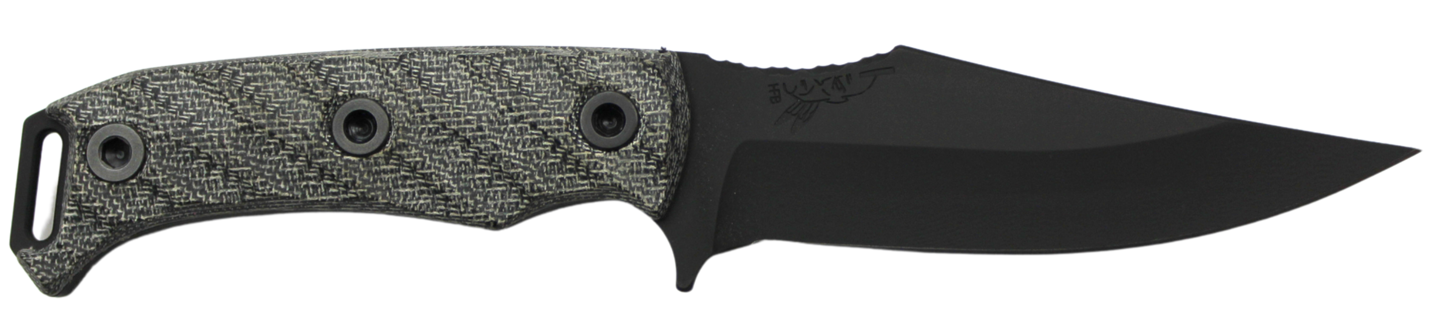 Half Face Blades Tosahwi Fixed Blade 4" CPM S45VN Steel Armory Black Gray Micarta